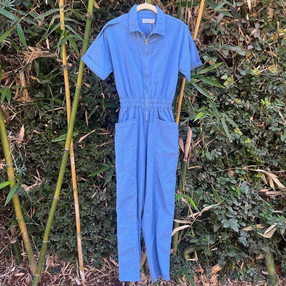 NWT OVERLOVER 100% cotton blue coverall-jumpsuit (size s)